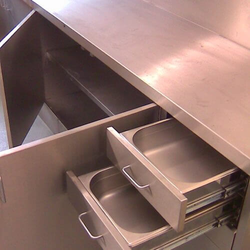 Stainless steel base unit with drawers