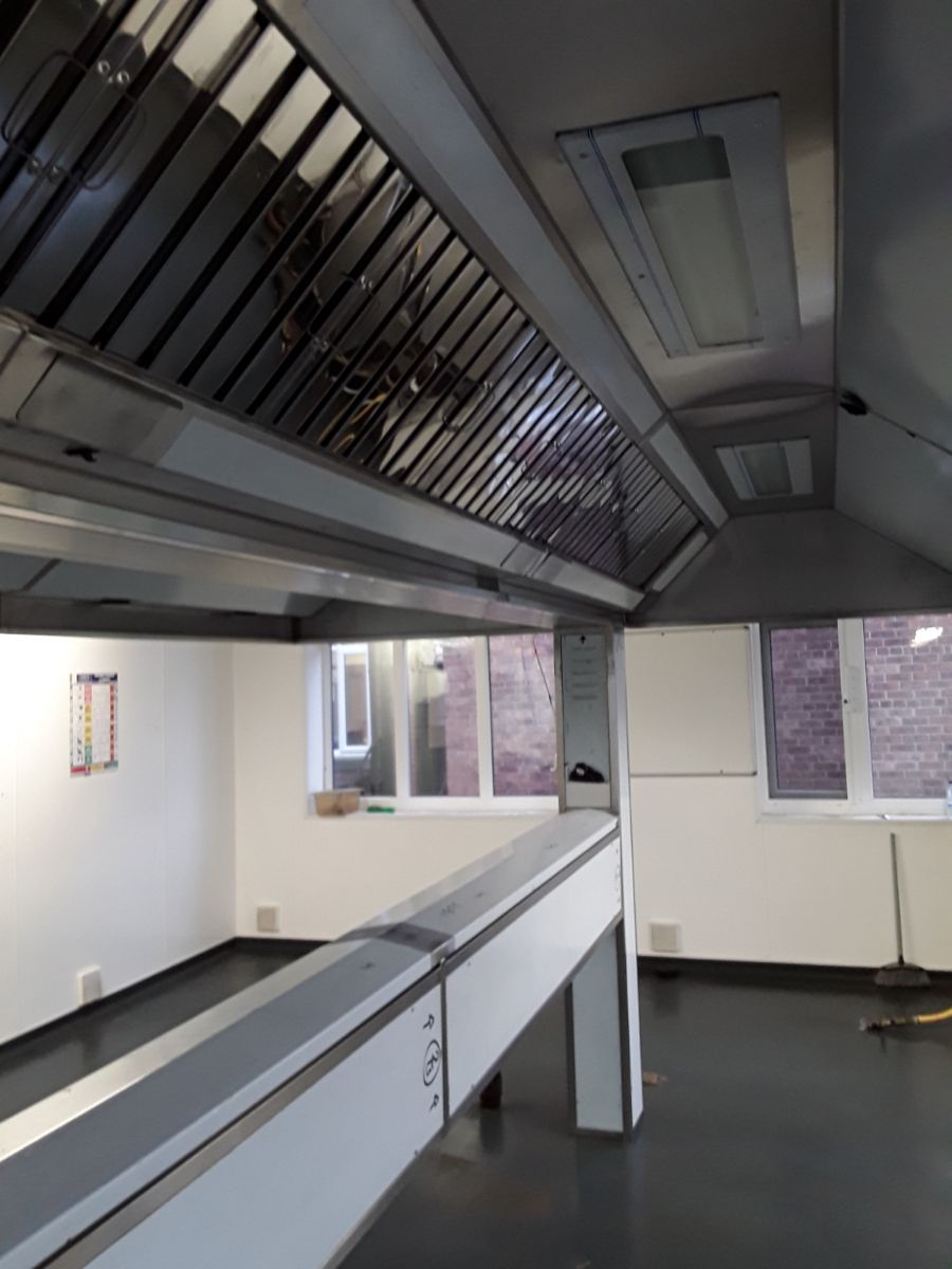 Stainless steel island canopy fitted at Harrogate Ladies College